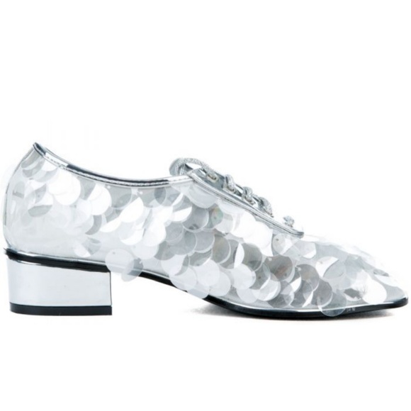 πππ¨π© 6 & 6.5π€Silver Sequined Funky Oxfords - Picture 4 of 5
